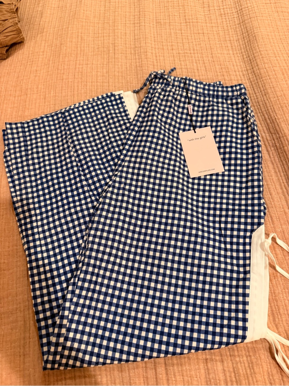 Avec Les Filles Navy and White Gingham Pants
